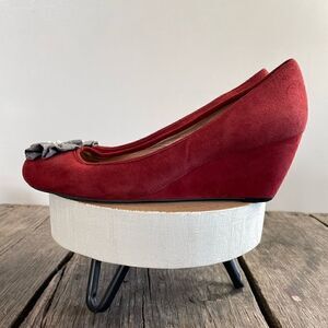 BCBGeneration Red Leather Wedge Heels Size 8M EUC